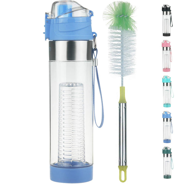 Orii Turquoise BPA Free Glass Hydration Water Bottle with Fruit Infuser for Flavorful Refreshment, 16oz, Size: 16 oz, Blue