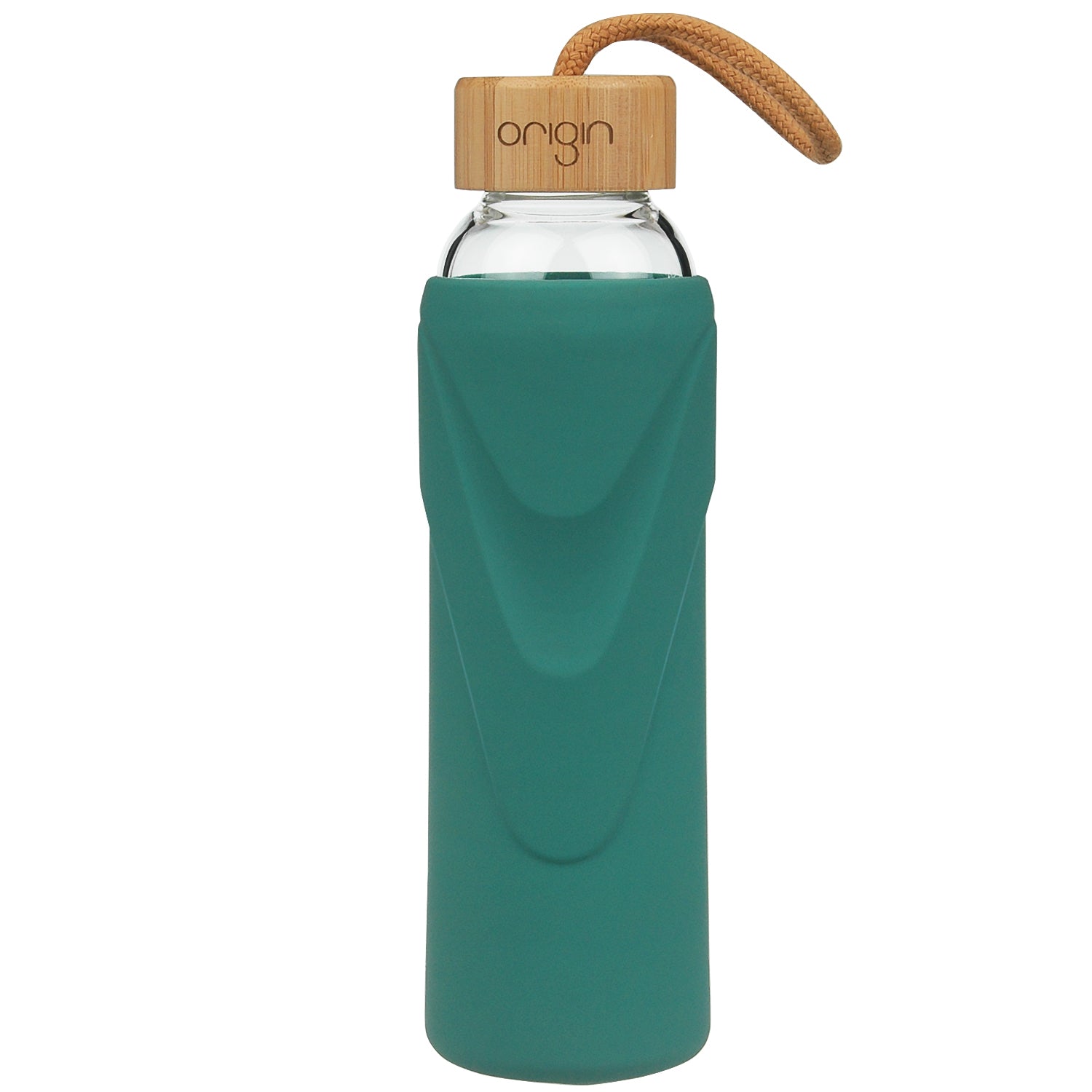 ORIGIN - WIDEMOUTH Glass Water Bottle With Protective Silicone Sleeve and  Bamboo Lid - Dishwasher Safe