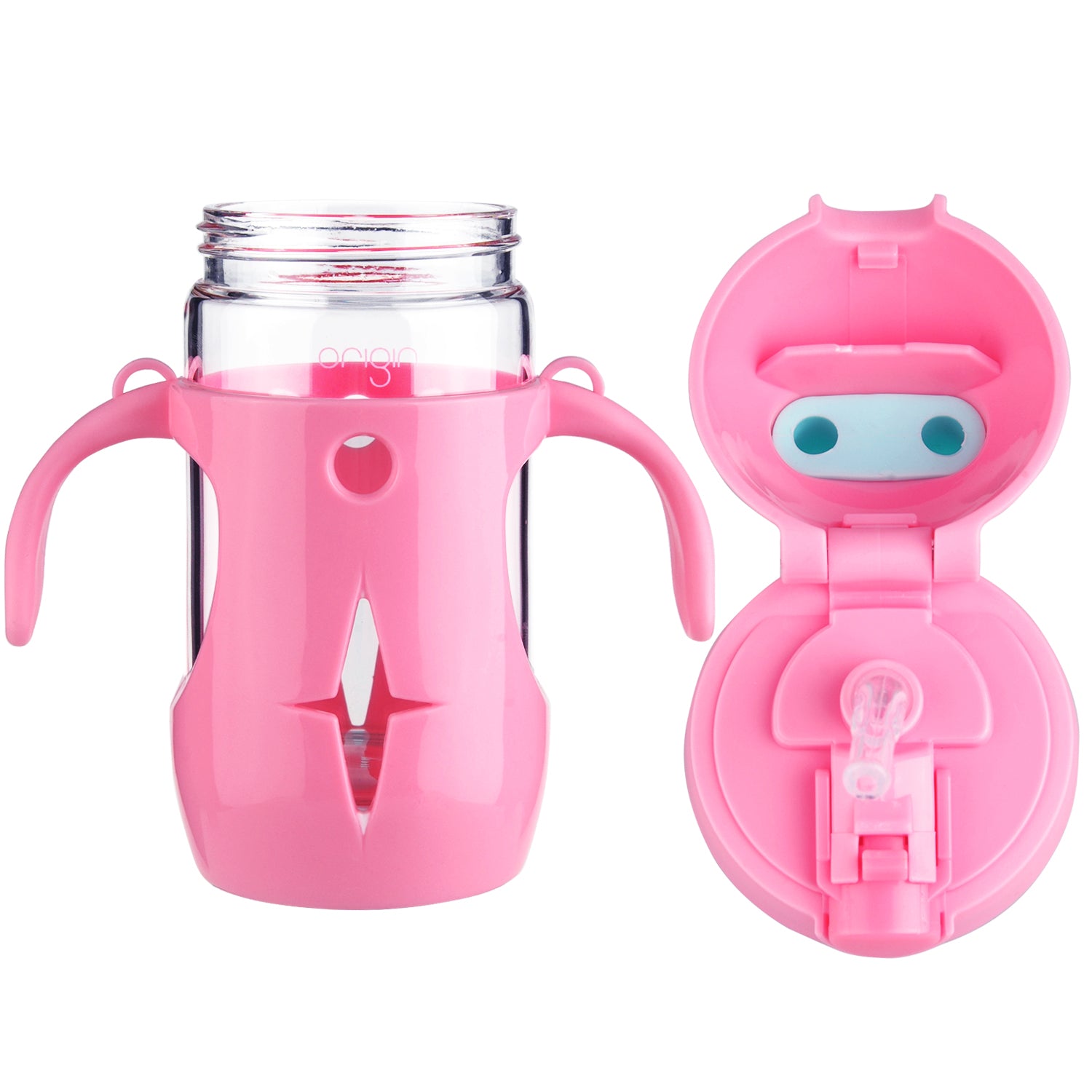Glasstic Worry-Free BPA Free Glass Water Bottle - Pink Flip Cap Sports Lid