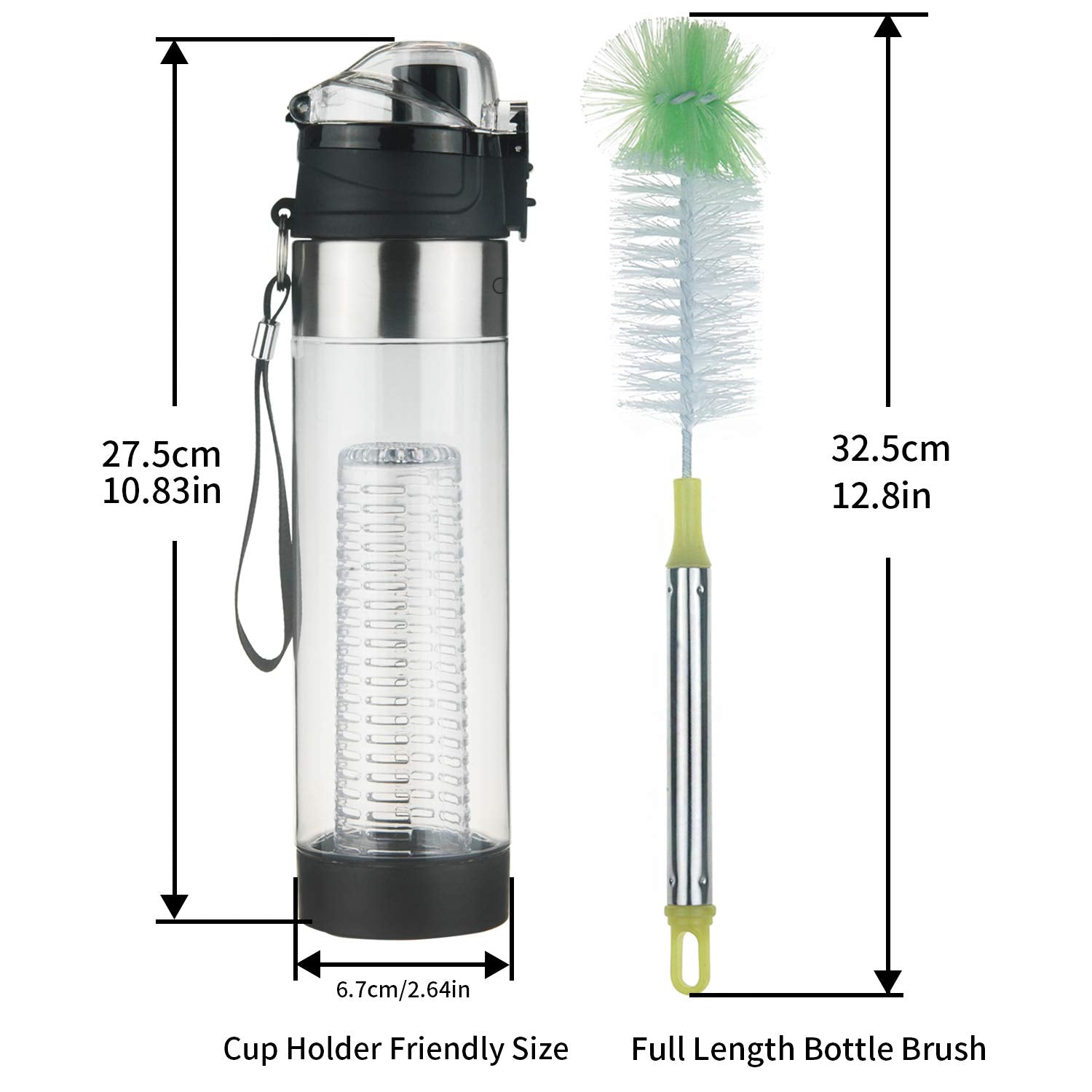 Origin - Tritan Fruit Infuser Water Bottle, BPA-Free, Flip Tip Lid, Gr -  Origin Glass Co