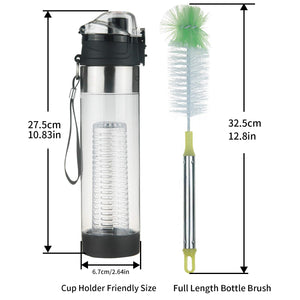Origin - Tritan Fruit Infuser Water Bottle, BPA-Free, Flip Tip Lid, Great for Sports, Travel and Fits in Car Cup Holder, Leak Proof Design, Easy to Clean, Opens on Both Ends, 24 oz