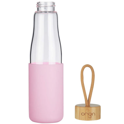 ORIGIN - Narrow Mouth Glass Water Bottle with Protective Silicone